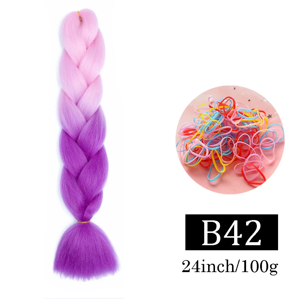 24 Inch Jumbo Braids Extensions Synthetic Braiding Hair Afro Ombre Color kanekalon Hair for Children Braid