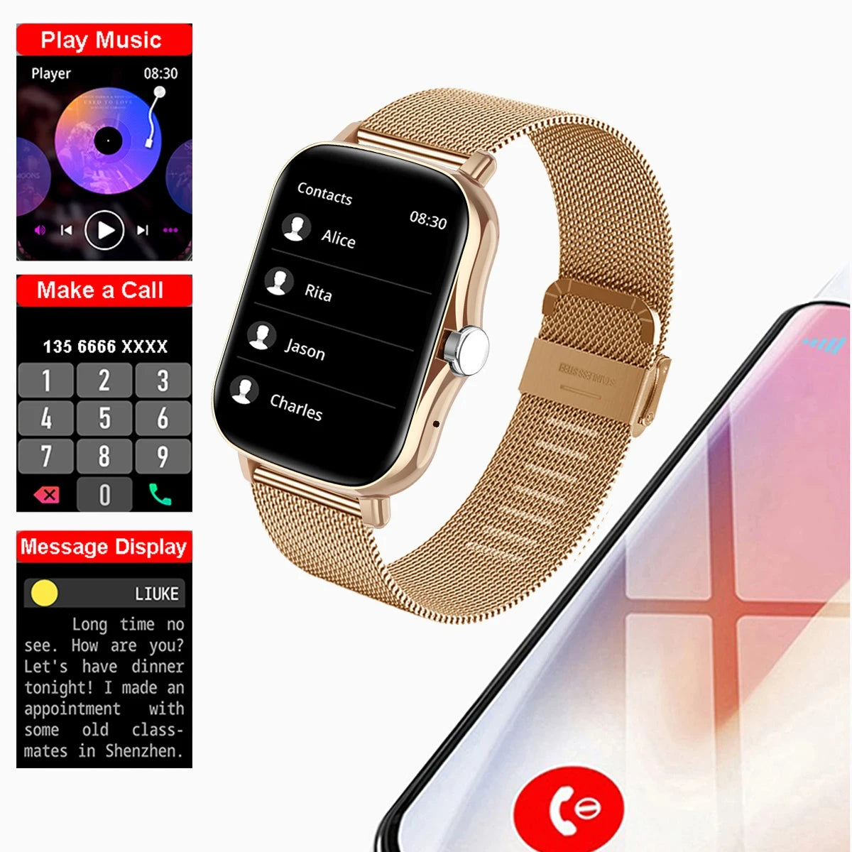 2024 New Smart Watch For Men Women Gift Full Touch Screen Sports Fitness Watches Bluetooth Calls Digital Smartwatch Wristwatch