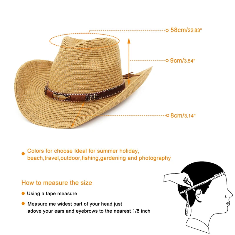 GEMVIE Western Cowboy Sun Hat