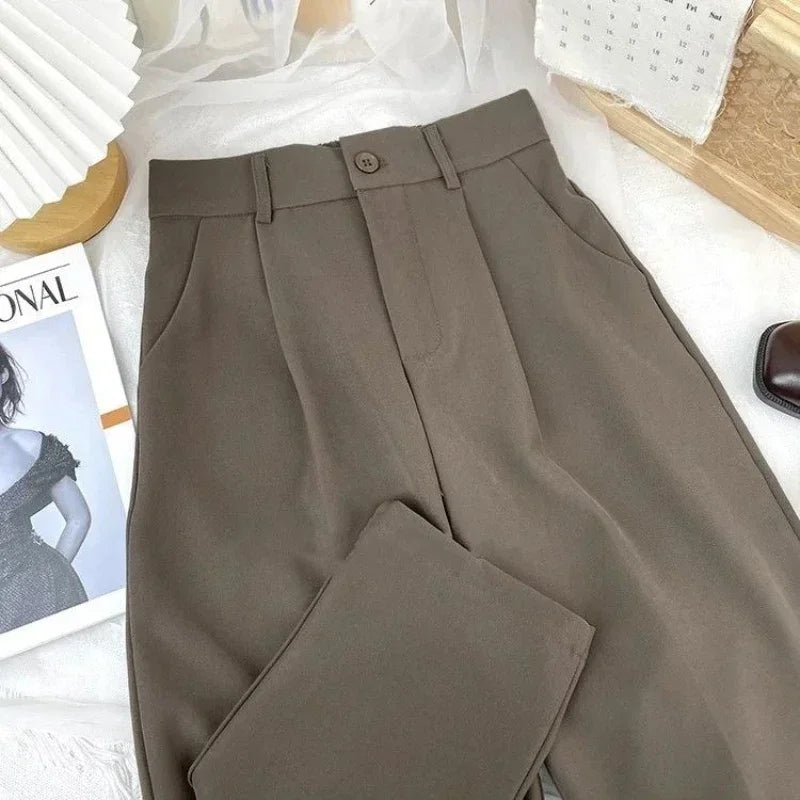 Fall Spring Black Suit Haren Pants Women Fashion