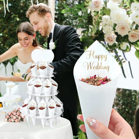 Kraft Paper Wedding confetti cones holder support For Wedding Cones Wedding Decoration Confetti Tray Cone Wedding Paper Cones