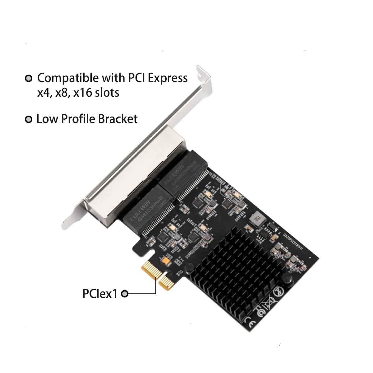 IOCREST PCIe 4 Ports Gigabit Ethernet Controller Card 1x 1000Mbps NIC RTL8111H Chips with Low Profile Bracket for desktop