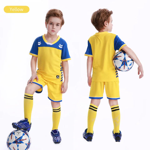 Kids Football Jersey Personalized Custom Boy Soccer Jersey Set Polyester Soccer Uniform Breathable Football Uniform For Children