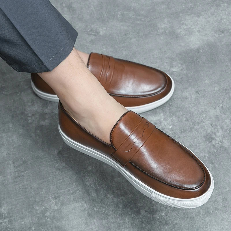 Men's Casual Shoes Fashion Loafers Moccasins Slip On Man Flats Comfortable Male Genuine Leather Shoes Chaussure Homme Cuir