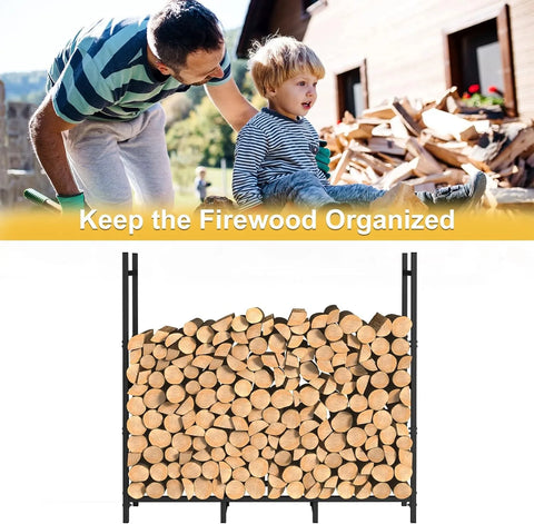 Firewood Rack Outdoor with Cover 5.3ft Firewood Log Rack Fire Log Holder Indoors Adjustable Fire Wood Rack StandBlack Waterproof