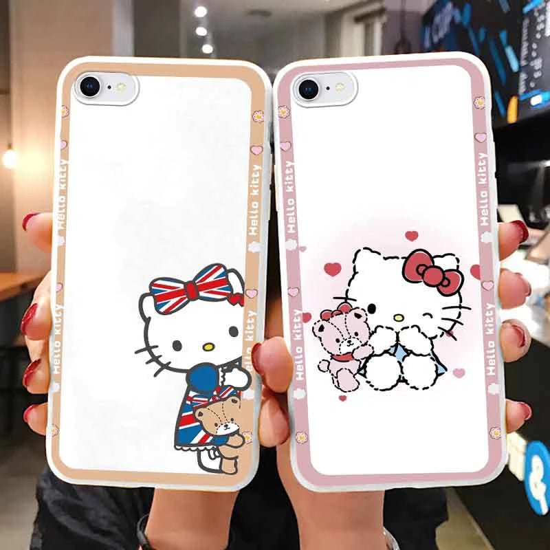 Phone Case for For Apple iphone 6 7 8 Plus SE 2022 Girls Anti-drop Cartoon Cinnamoroll Kuromi Hello Kitty Silicone Printed Cover