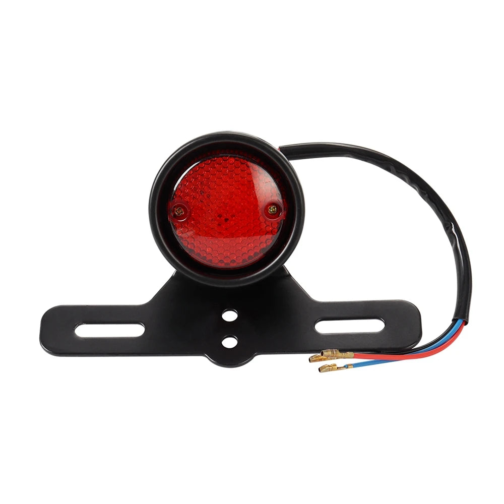 Motorcycle Rear Tail Brake Stop Light LED Retro Red Lamp W/ License Plate Mount for Harley Honda Suzuki Chopper Bobber