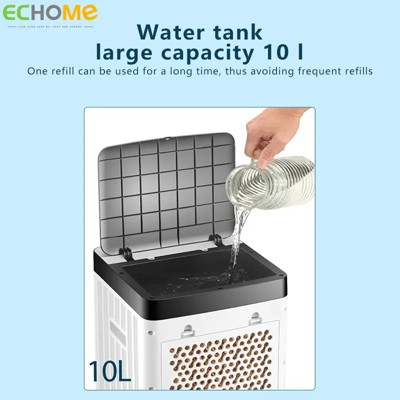 ECHOME 10L Air Cooling Fan Large Wind Powerful Cooling Mobile Chill Remote Mechanical Timed Control Water Air Cooler Fan Summer