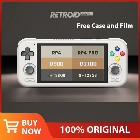 Retroid Pocket 4 Pro Free Case 8G+128G Handheld Game Console 4.7Inch Touch Screen WiFi 6.0 Bluetooth 5.2 5000mAh 3D Hall Sticks