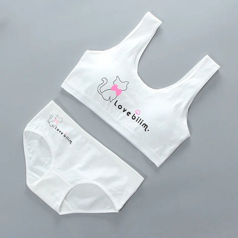 Teen Girls Bra Set Pure Cotton Puberty Underwear Vest Teenage Children's Bra Cotton Summer M6009 M6006TZ