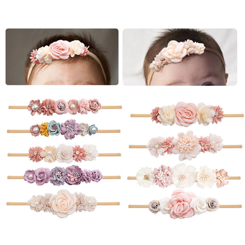 Pudcoco Baby Girls Headbands, Elastic Flower Head Wraps Photo Props Hair Accessories for Infant