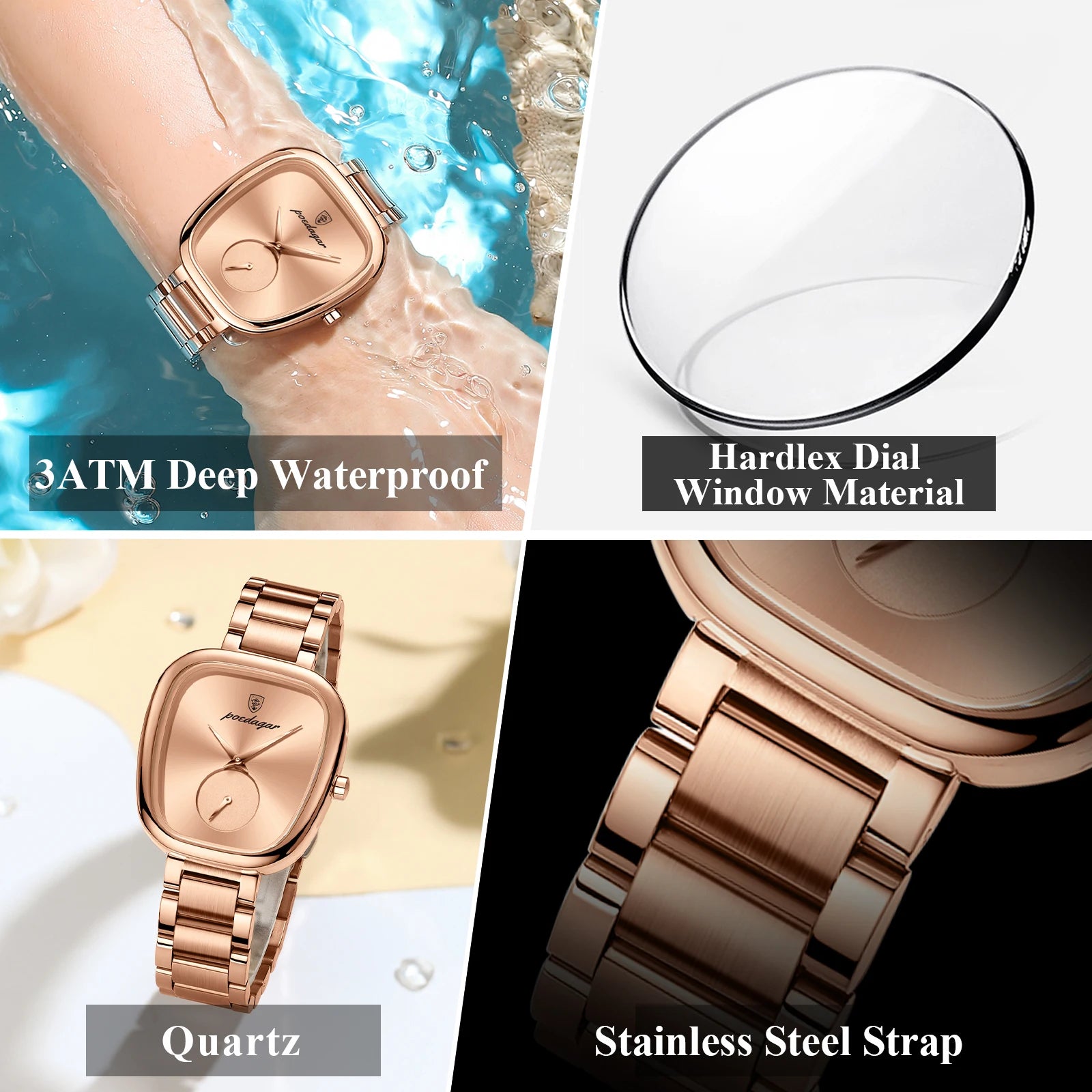 Luxury Watch for Woman Waterproof Stainless Steel