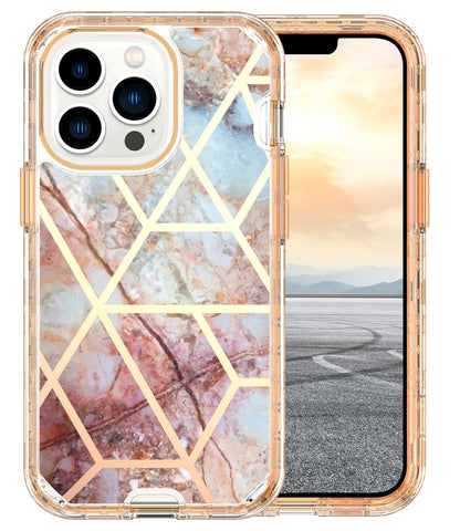 Gradient Colorful Marble Armor Case For iPhone 15 14 Pro MAX 13 12 11 X XS XR 7 8 14 Plus PC Bumper Shockproof Phone Cover