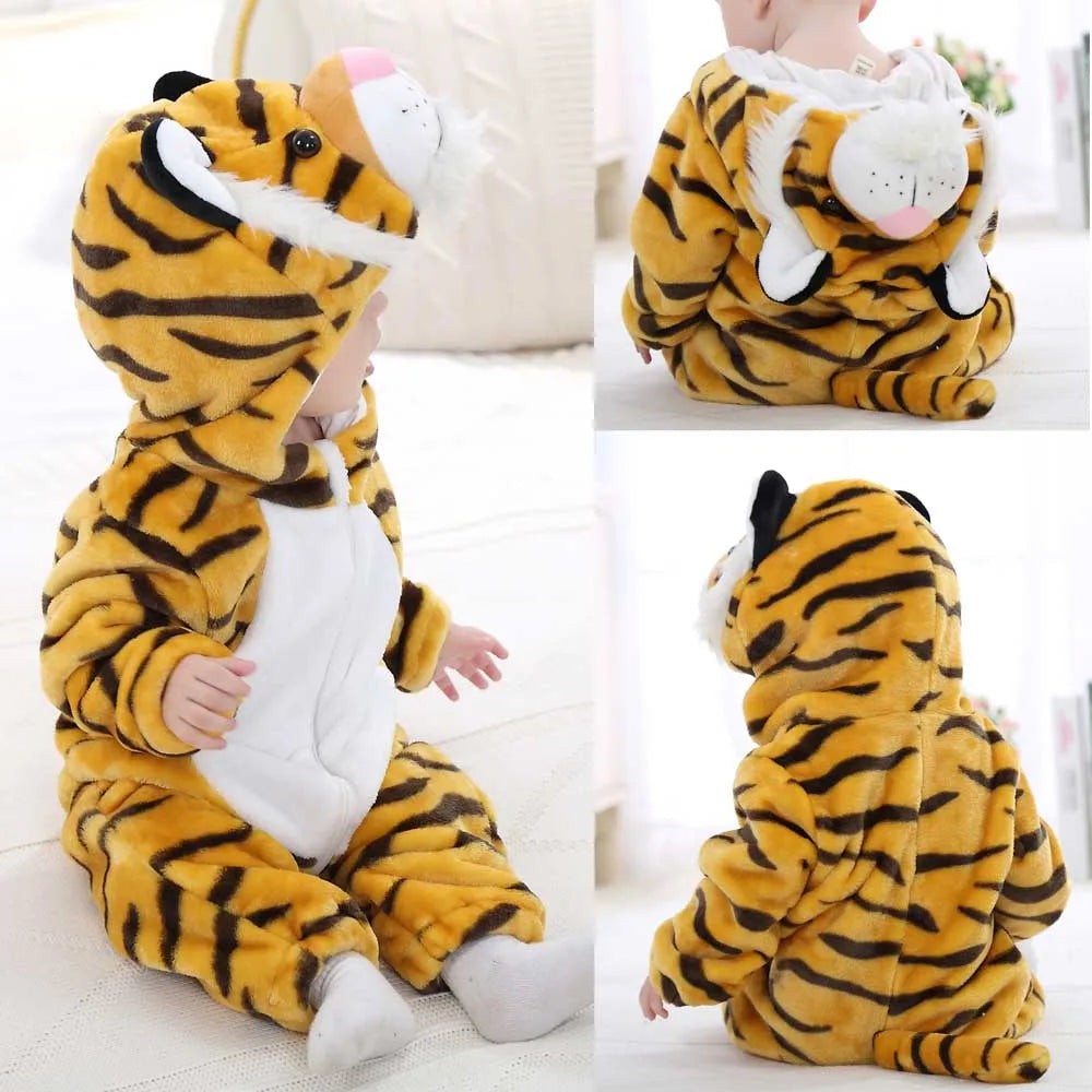 Newborn Baby Boy Clothing Animal Cartoon Hooded Jumpsuits Winter Baby Pajamas Onesies Kids Sleepwear Newborn Baby Pyjamas