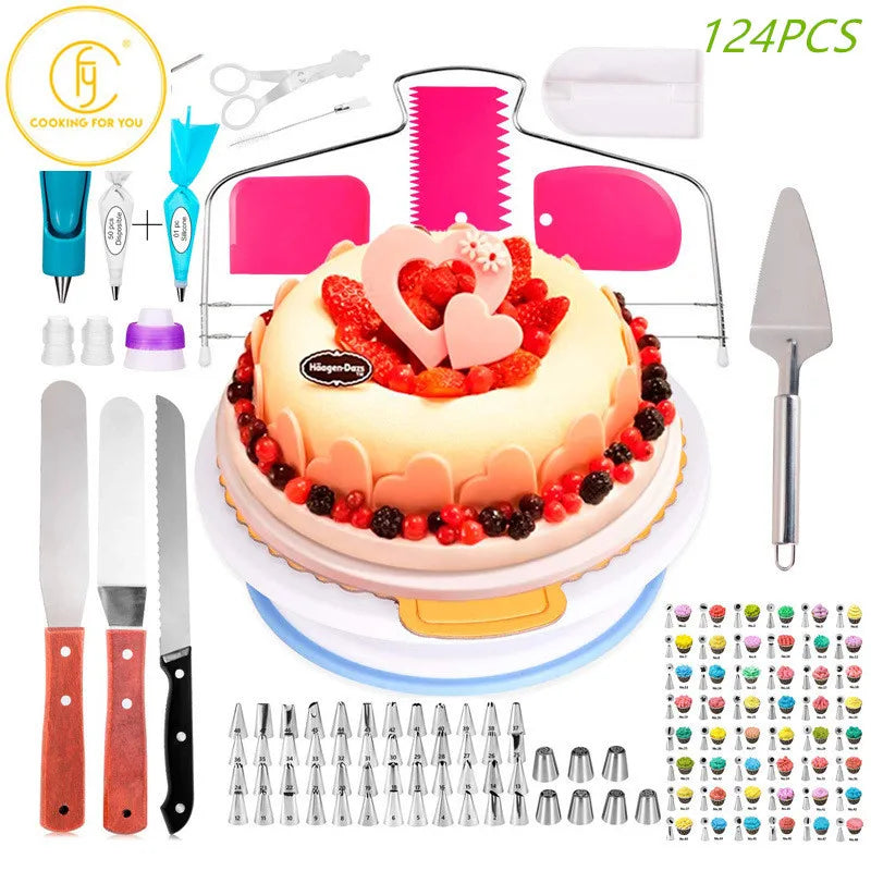 Cake Decorating Tools Set Turntable Pastry Bags Nozzle Bakware Baking Accessories Baking Tools Cake Baking Sets Baking Tool Set