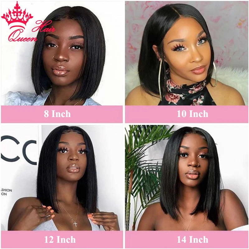 Queen Hair HD Bob Wig Bone Straight HD 4x4 5x5 6x6 Closure Wig HD 13x6 13x4 Full Frontal Bob Wig 100% Raw Human Hair Pre-plucked