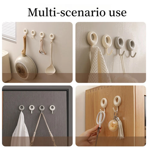 4Pcs Self Adhesive Wall Hook Multi-function Nail-free Non-Marking Door Hooks Home Bathroom Towel Hanging Storage Accessories