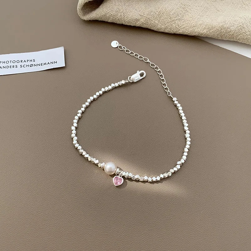 VENTFILLE 925 Sterling Silver Pearls Bamboo Knots Bracelet for Women Girl Simple Korean Jewelry Birthday Gift Dropshipping