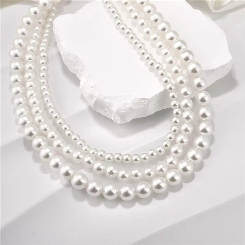 New Trendy Imitation Pearl Necklace For Men Temperament Simple Handmade Strand Bead Necklace Men Fine Jewelry Wedding Gift