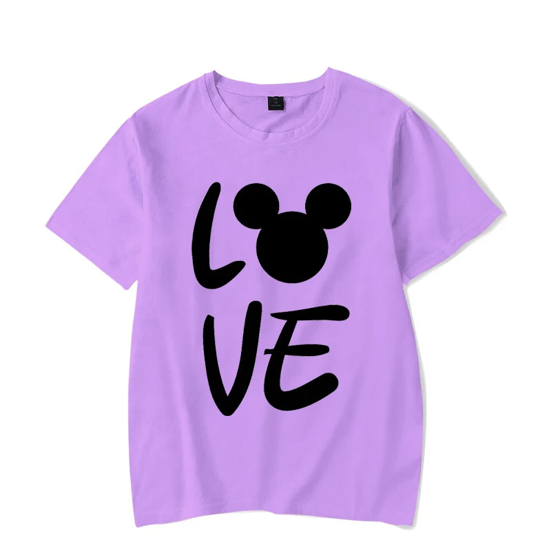 Couple Matching Outfits T-shirt LOVE Cute Cartoon Mouse Printing Unisex T-shirts Casual Short Sleeves Honeymoon Travel Tee Shirt