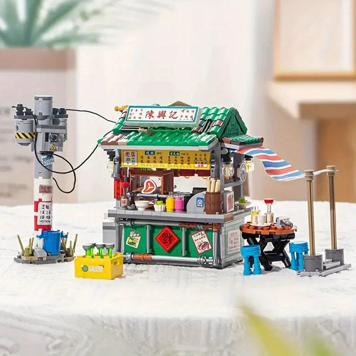 New Style Food Stall Braised Octopus Restaurant Mini Building Blocks