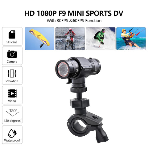 Bicycle Sports Camera Mountain Bike Motorcycle Helmet Action Mini Camera DV F9 Camcorder Full 1080p HD Car Video Recorder