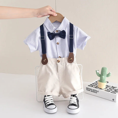 IENENS Toddler Birthday Party Clothes Baby Clothing Sets Boy Jumpsuits Summer Shirts + Shorts Suits Kids Short Sleeve Outfits