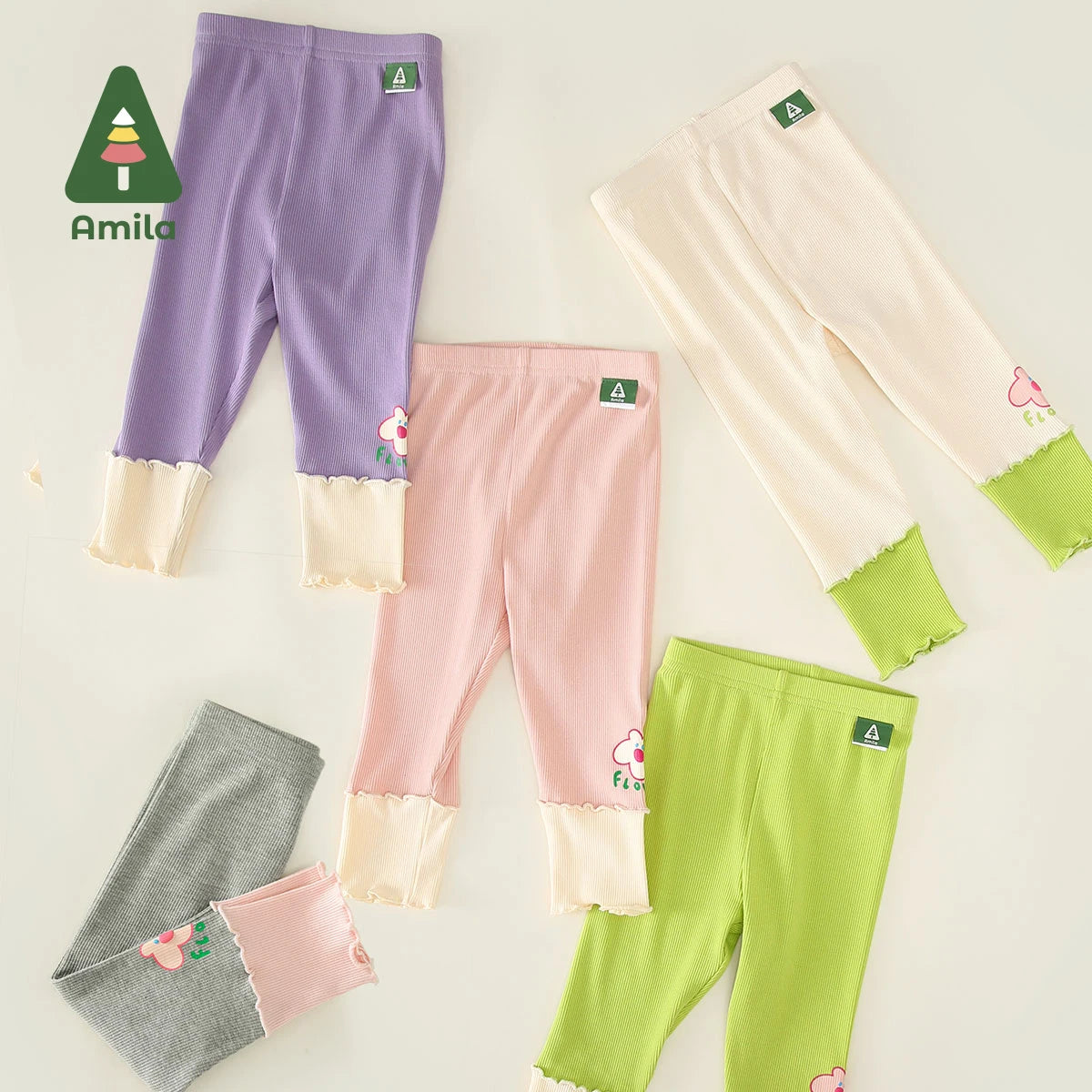 New Patchwork Elastic Breathable Soft Comfortable Printing Girls‘ Leggings