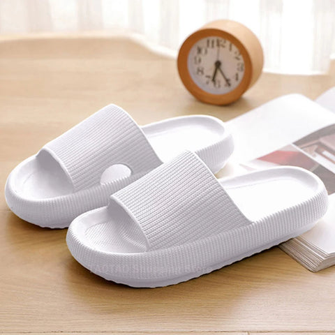 Women Bathroom Slippers Cloud Cushion Slides Summer Flat Sandals Thick Platform Shoes Man Indoor Non-Slip Flip Flops Couple Shoe