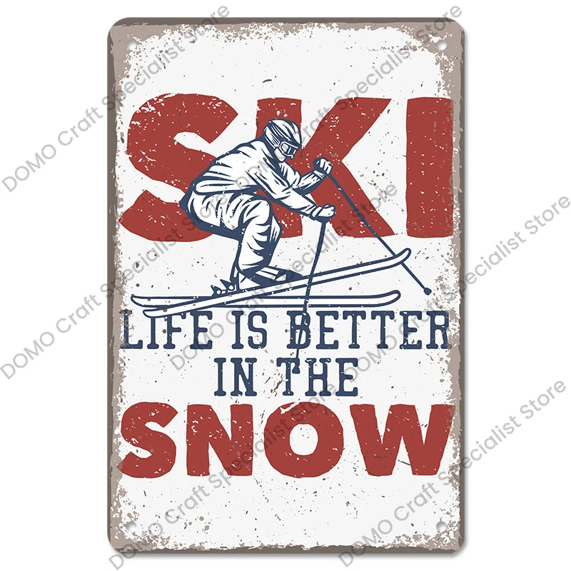 Snowboards Metal Tin Sign for Ski Club Bar Pub Wall Decor