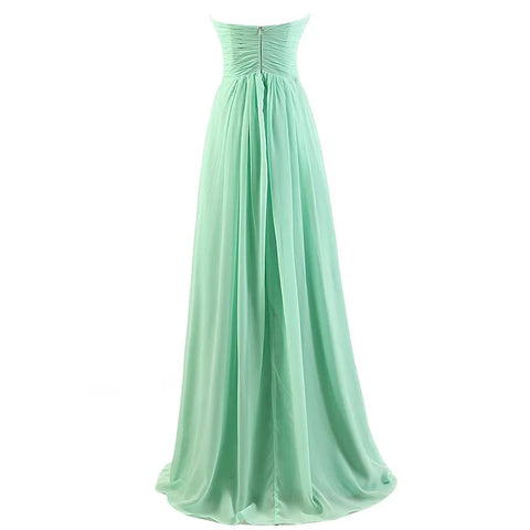 A Line Chiffon Pleat Elegant Strapless Sweetheart Bridesmaid Dresses Wedding Party Evening Formal Prom Robe De Soiree Zipper