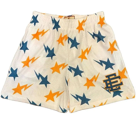 New Summer Eric Emanuel EE Basic Mesh Short Classic Floral Printed Gym Shorts Men's Gym Basketball Sports Beach Shorts