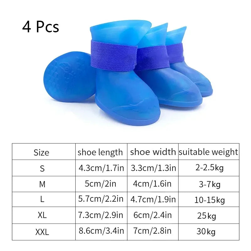 4Pcs Pet WaterProof Rainshoe Anti-slip Rubber Boot Pet Accessories For Small Medium Large Dogs Cats Outdoor Shoe Dog Ankle Boots