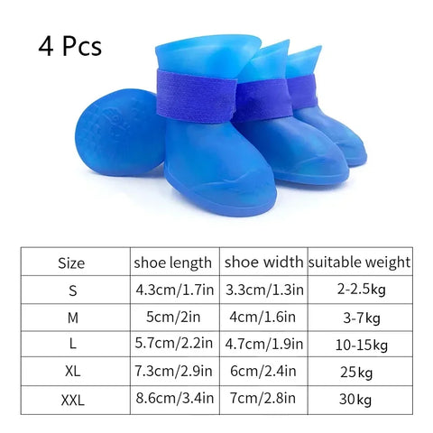 4Pcs Pet WaterProof Rainshoe Anti-slip Rubber Boot Pet Accessories For Small Medium Large Dogs Cats Outdoor Shoe Dog Ankle Boots