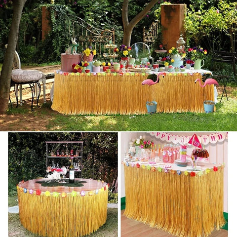 Hawaiian Party Grass Table Skirt Tropical Summer Luau Birthday Party Decoration Hawaii Beach Wedding Supplies