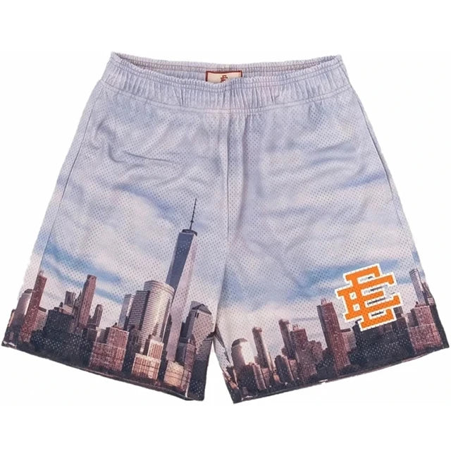 Eric Emanuel EE Basic Short NEW YORK CITY SKYLINE men's casual shorts fitness sports pants summer gym workout mesh shorts