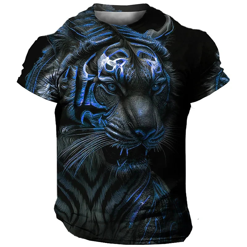 Men's T-Shirt 3D Tiger Print T Shirt Streetwear Quick Dry Fashion