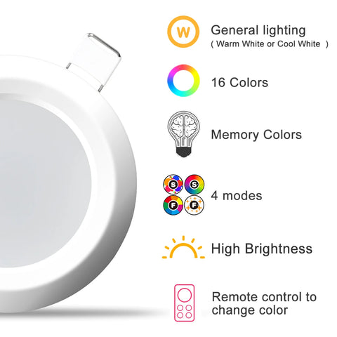 MANVIV LED Downlight 10W/15W  Ceiling Light RGB Dimmable Downlight Recessed Led Spot Lamp RGB Cold Warm white Lamp