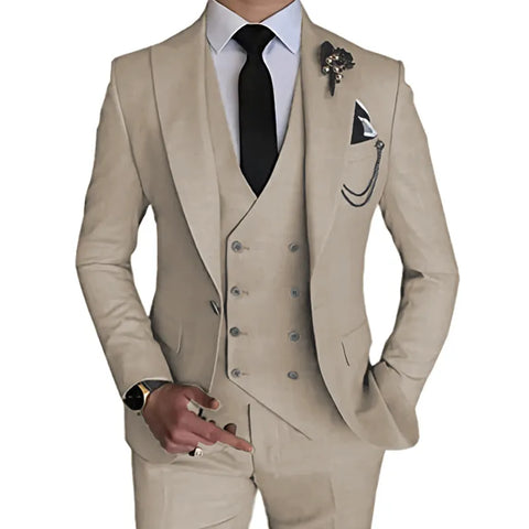 Wedding Suit Coat Pants Vest 3 Pcs Set Dress Blazers Jacket Trousers