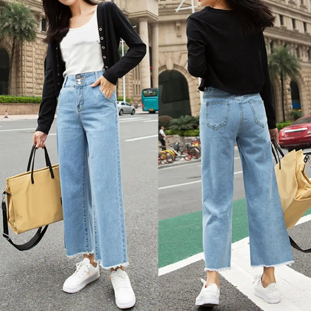 Straight Women Pants High Waist Loose Trousers