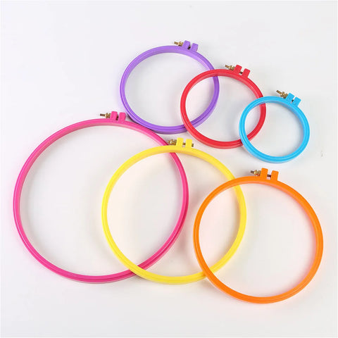 6pcs Plastic Embroidery Hoops Frame Adjustable Cross Stitch DIY Craft Circle Sewing Manual Tools