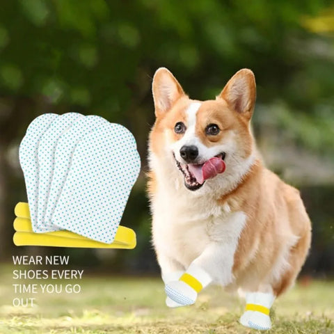 20pcs Disposable Dog Shoes Anti Slip OutdoorDog Booties Soft Shoes Covers Portable Dog Cat Small Medium Foot Cover Pet Supplies