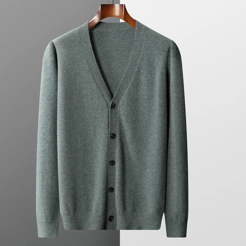 100% merino wool men's cardigan cashmere