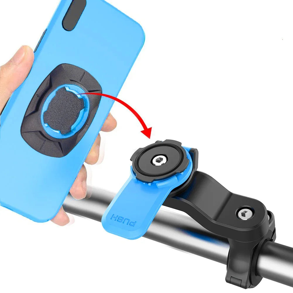 Motorcycle Bike Phone Holder Stand Bicycle Quad Lock Phone Holder Bike Holder 360° Rotatable Navigation Support Security Bracket