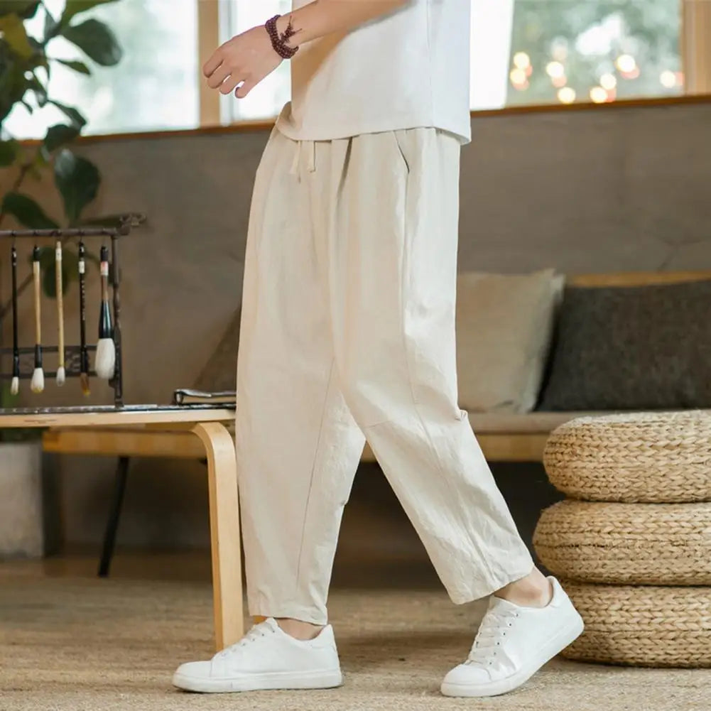 Versatile Cotton Hemp Loose Linen Pants Korean Style Trendy Pants