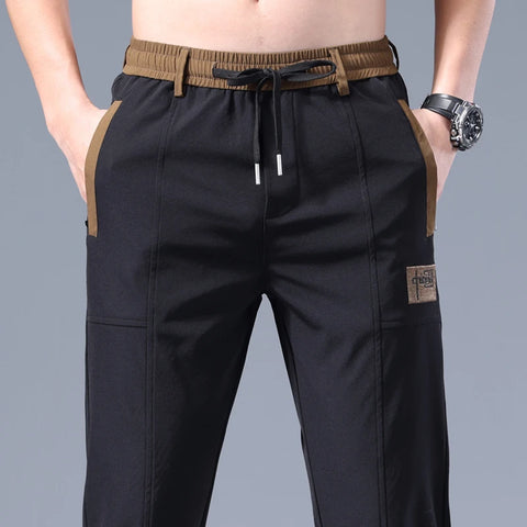 Men's Pants  Summer New Black Gray Thin Business Casual Golf Pants Outdoor Elastic Breathable Straight Leg Sweatpants