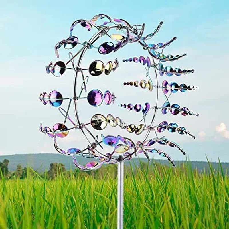 Metal Rotating Windmill 3D Spinner Outdoor Magical Kinetic Windmills Unique Wind Powered Catchers For Garden Courtyard Lawn