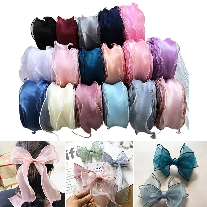 5m Solid Color Organza Ribbon Wavy Edge Ribbon For Flower Bouquet Gifts Packaging