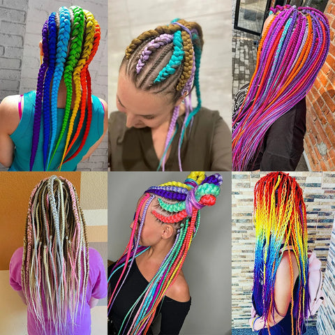 Colorful Hair for Braids Synthetic Braiding Hair Extensions for Girls Jumbo Braid Hair for Crochet Box Expression Braiding Hair