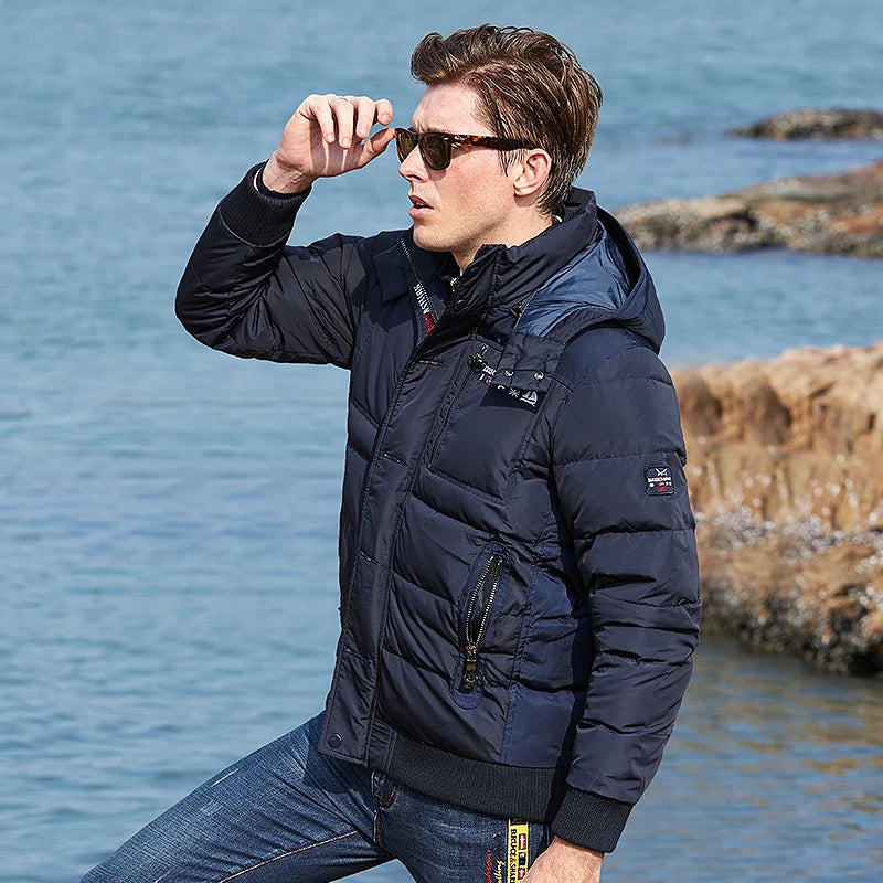 Luxury Brand Waterproof Casual Men's Thick Hooded Thermal Coat Big Size